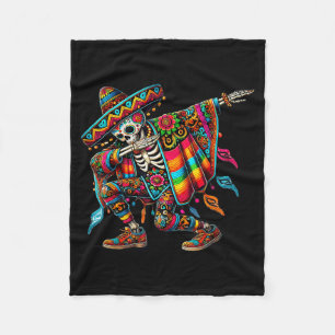 Dabbing Skeleton Cinco De Mayo Fiesta Sombreros Po Fleece Blanket