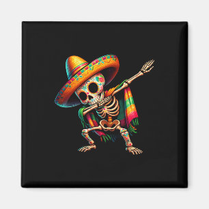 Dabbing Skeleton Cinco De Mayo Sombrero Poncho Mex Magnet