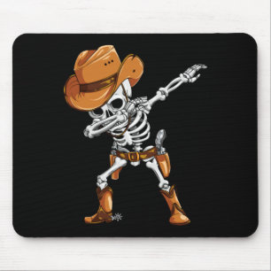 Dabbing Skeleton Cowboy Halloween Boys Men Funny Mouse Pad