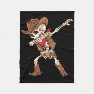 Dabbing Skeleton Cowboy Halloween Costume Boys Men Fleece Blanket