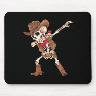 Dabbing Skeleton Cowboy Halloween Costume Boys Men Mouse Pad