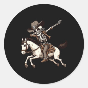 Dabbing Skeleton Cowboy Halloween Costume Kids Boy Classic Round Sticker