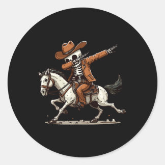 Dabbing Skeleton Cowboy Halloween Costume Kids Boy Classic Round Sticker