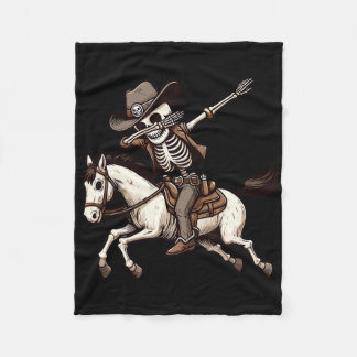Dabbing Skeleton Cowboy Halloween Costume Kids Boy Fleece Blanket