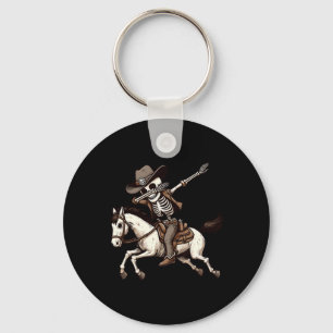 Dabbing Skeleton Cowboy Halloween Costume Kids Boy Key Ring