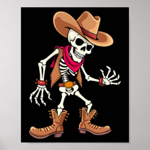 Dabbing Skeleton Cowboy Halloween Costume Kids Boy Poster