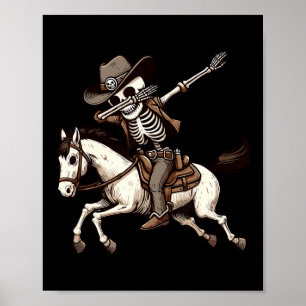 Dabbing Skeleton Cowboy Halloween Costume Kids Boy Poster