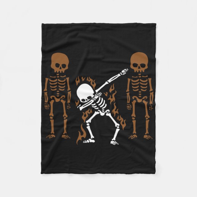 Dabbing Skeleton Dab Dance Halloween Gift  Fleece Blanket (Front)