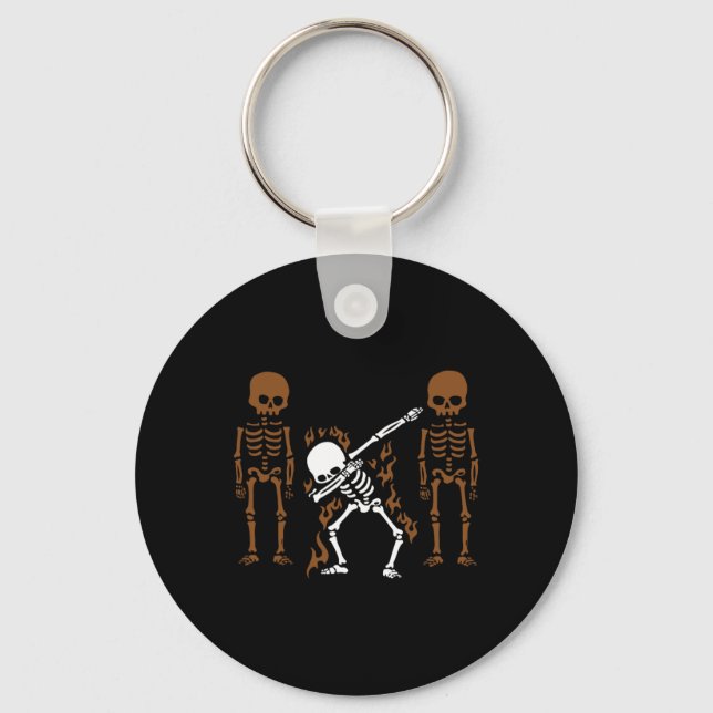 Dabbing Skeleton Dab Dance Halloween Gift  Key Ring (Front)