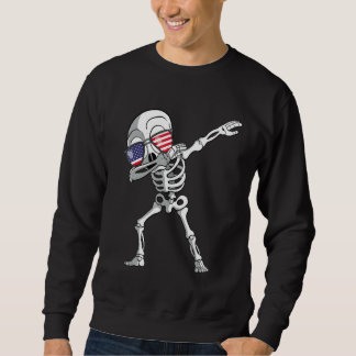 Dabbing Skeleton Dab Skeleton America Flag Sweatshirt