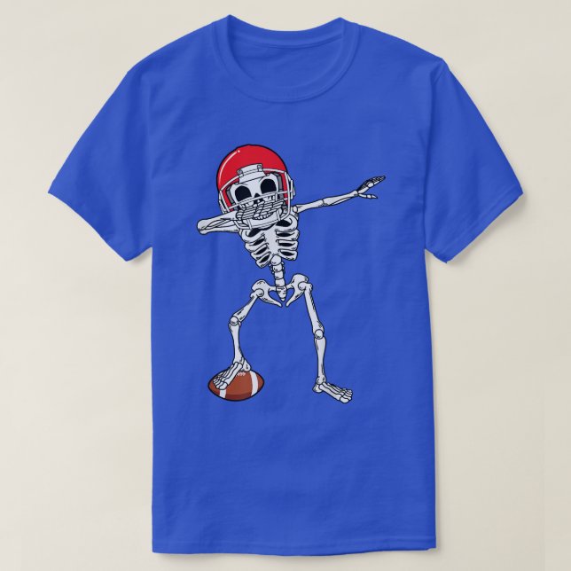 Dabbing Skeleton Football Halloween Funny Costume  T-Shirt (Design Front)
