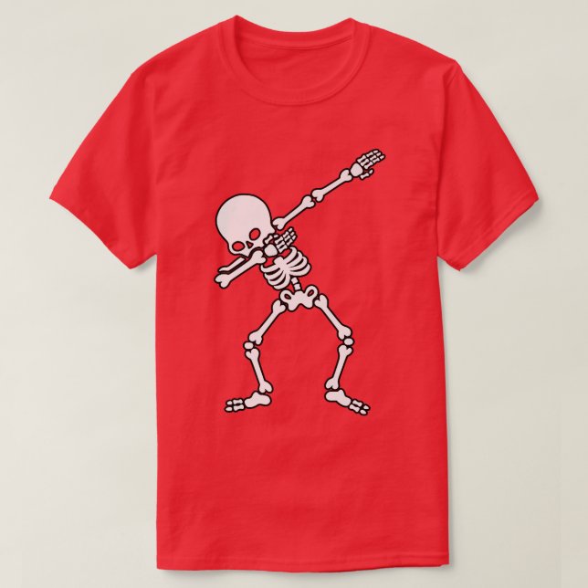 Dabbing Skeleton Funny Halloween Dab Dance Dancing T-Shirt (Design Front)