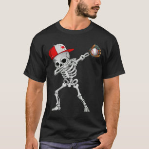 Dabbing Skeleton Halloween Baseball Player T-Shirt