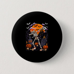 Dabbing skeleton halloween costume soccer player 6 cm round badge