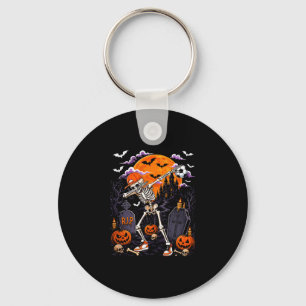 Dabbing skeleton halloween costume soccer player key ring