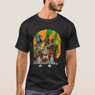 Dabbing Skeleton Halloween Witch Playing Softball T-Shirt