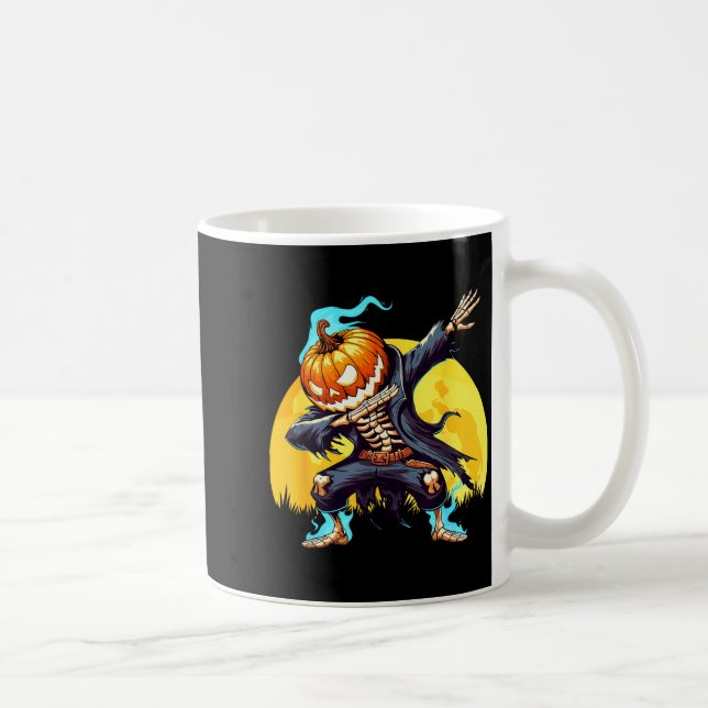 Dabbing Skeleton Headless Pumpkin Dab Dance Boys H Coffee Mug (Right)