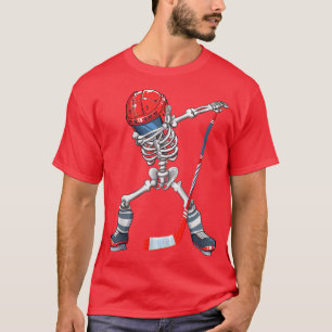 Dabbing Skeleton Hockey Halloween Costume 1592 T-Shirt