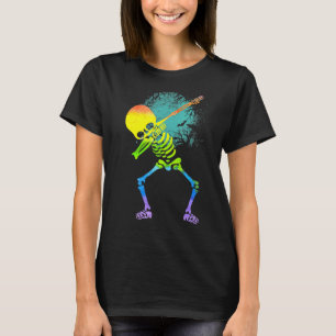 Dabbing Skeleton Lgbt Pride Gay Halloween With Moo T-Shirt