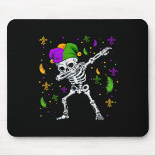 Dabbing Skeleton Mardi Gras Kids Boys Mouse Pad