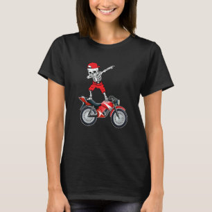 Dabbing Skeleton Motocross Halloween Sport Player T-Shirt