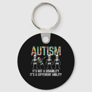 Dabbing Skeleton Not A Disability Autism Awareness Key Ring
