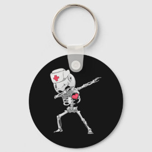 Dabbing Skeleton Nurse X-ray Halloween T Shirt Dab Key Ring