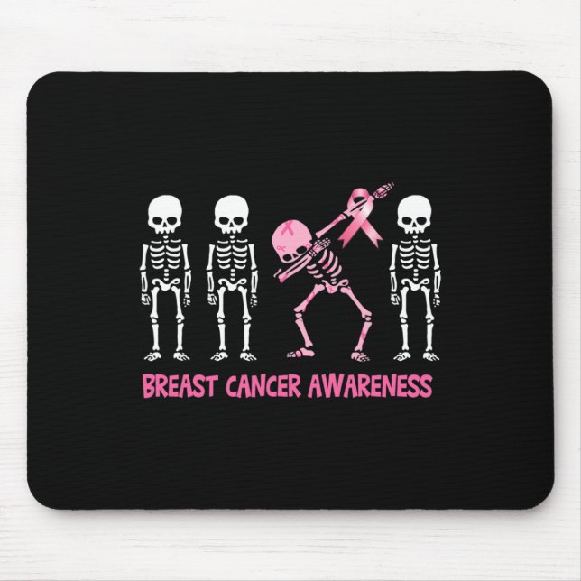 Dabbing Skeleton Pink Ribbon Breast Cancer Hallowe Mouse Pad (Front)