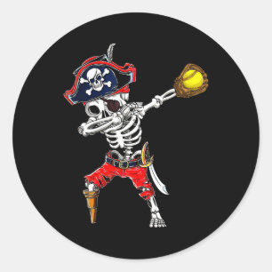 Dabbing Skeleton Pirate And Softll Ll Halloween Co Classic Round Sticker