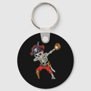 Dabbing Skeleton Pirate Baseball Funny Halloween S Key Ring