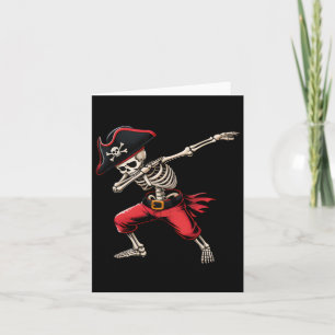 Dabbing Skeleton Pirate Boys Kids Funny Halloween  Card