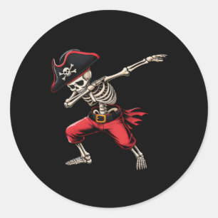 Dabbing Skeleton Pirate Boys Kids Funny Halloween Classic Round Sticker