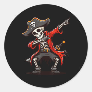 Dabbing Skeleton Pirate  Classic Round Sticker