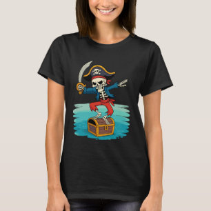 Dabbing Skeleton Pirate Funny Halloween Costume T-Shirt
