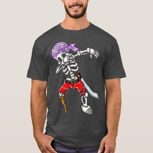 Dabbing Skeleton Pirate Gift Halloween Kids Jolly T-Shirt