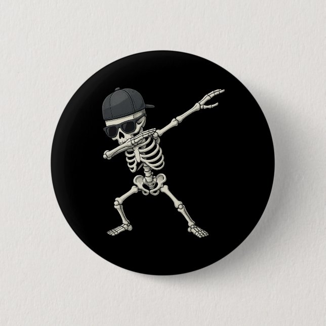 Dabbing Skeleton Pirate Halloween Kids Jolly Roger 6 Cm Round Badge (Front)