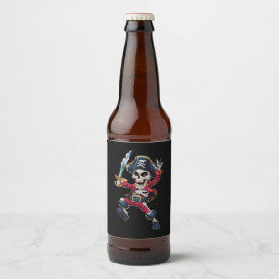 Dabbing Skeleton Pirate Halloween Kids Jolly Roger Beer Bottle Label