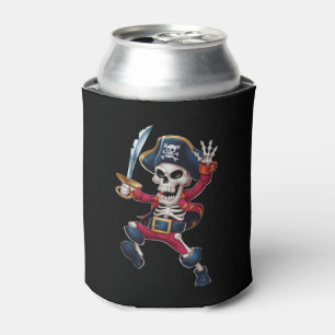Dabbing Skeleton Pirate Halloween Kids Jolly Roger Can Cooler