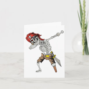 Dabbing Skeleton Pirate Halloween Kids Jolly Roger Card