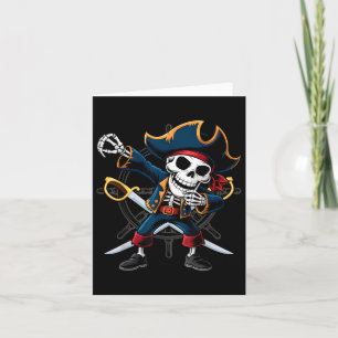 Dabbing Skeleton Pirate Halloween Kids Jolly Roger Card