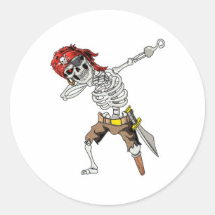 Dabbing Skeleton Pirate Halloween Kids Jolly Roger Classic Round Sticker