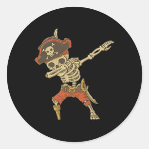 Dabbing Skeleton Pirate Halloween Kids Jolly Roger Classic Round Sticker