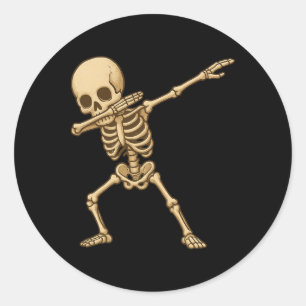 Dabbing Skeleton Pirate Halloween Kids Jolly Roger Classic Round Sticker