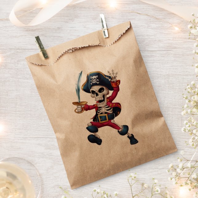 Dabbing Skeleton Pirate Halloween Kids Jolly Roger Favour Bag (Clipped)