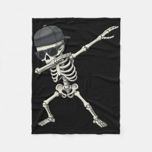 Dabbing Skeleton Pirate Halloween Kids Jolly Roger Fleece Blanket