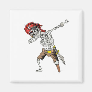 Dabbing Skeleton Pirate Halloween Kids Jolly Roger Magnet