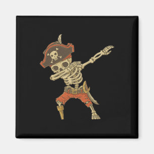 Dabbing Skeleton Pirate Halloween Kids Jolly Roger Magnet