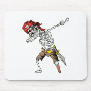 Dabbing Skeleton Pirate Halloween Kids Jolly Roger Mouse Pad
