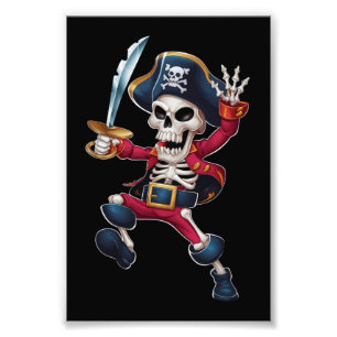 Dabbing Skeleton Pirate Halloween Kids Jolly Roger Photo Print