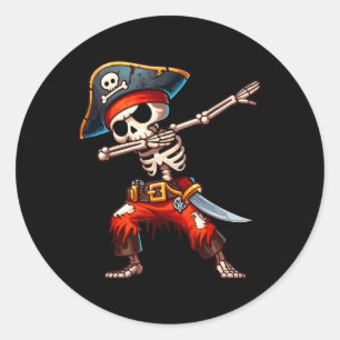 Dabbing Skeleton Pirate Halloween Kids Pirate Classic Round Sticker